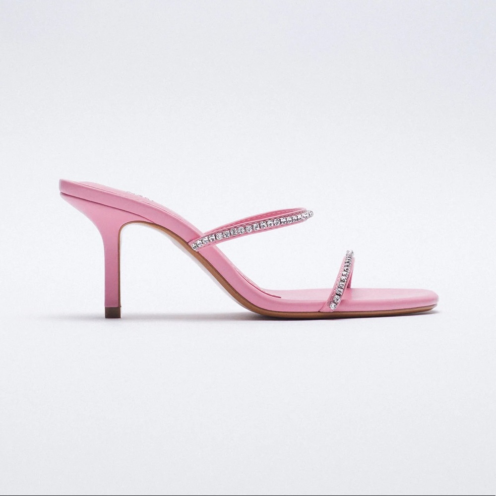Zara pink sparkly strap heeled sandals - Picture 4 of 7
